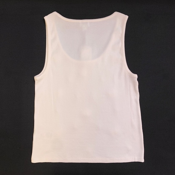 J CREW Ribbed Flower & Silver Bead Embellished Tank Top — Women’s MEDIUM — White - Picture 5 of 8